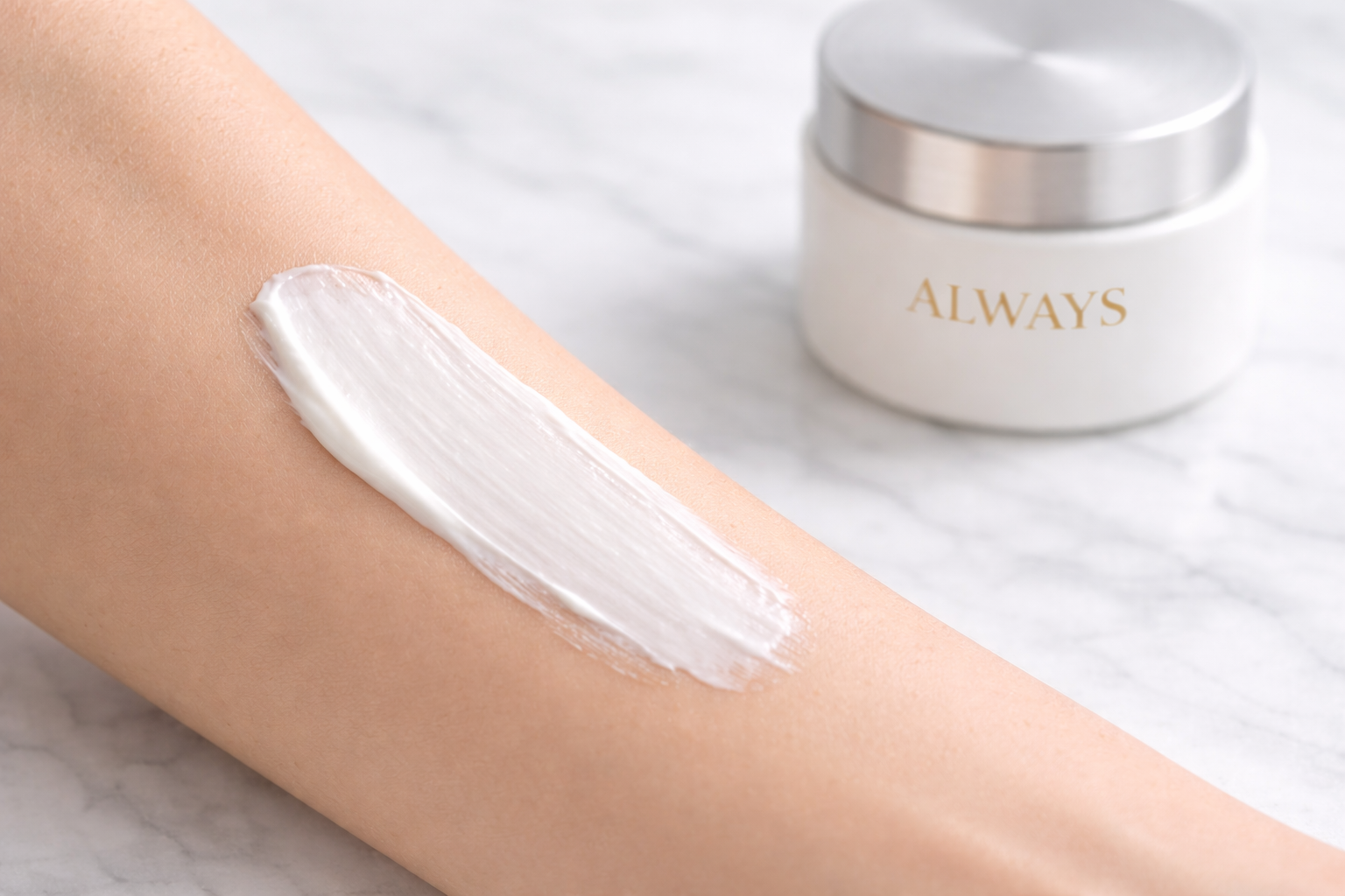 Cream swatch on skin