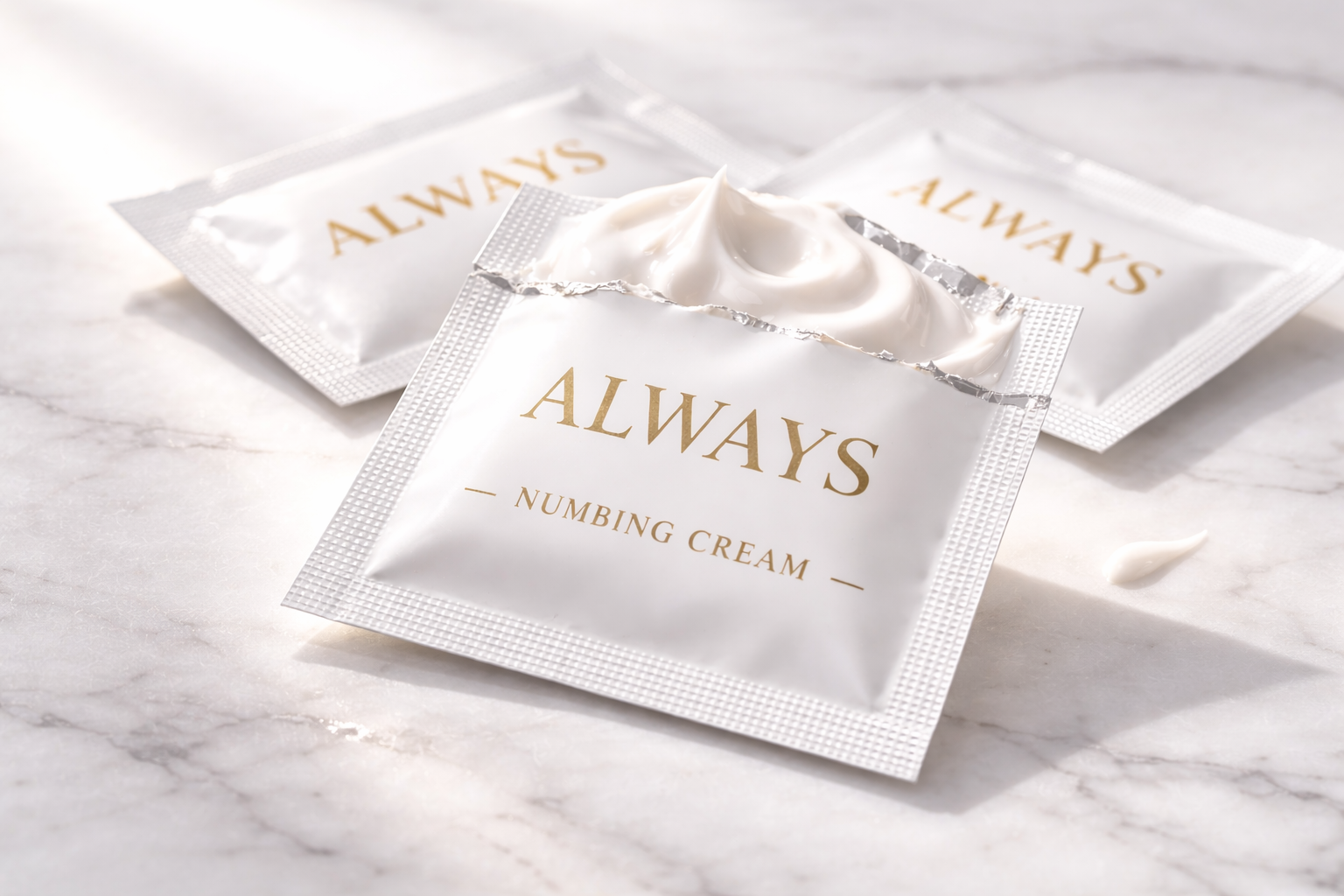 Always Numb sachet torn open